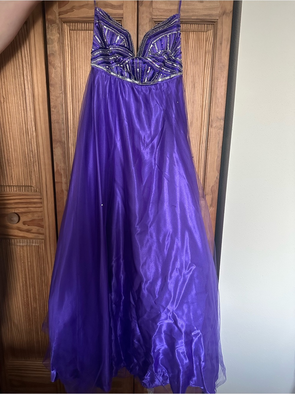 Deb Purple Beaded Tulle Ball Gown